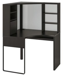 MICKE corner workstation black brown front view