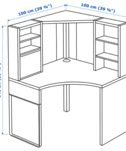 Side view of MICKE corner workstation black brown