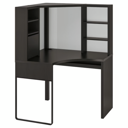 MICKE Corner Workstation Black-Brown – Space-Saving IKEA Desk