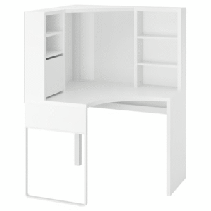 MICKE corner workstation white – IKEA L-shaped desk with shelving