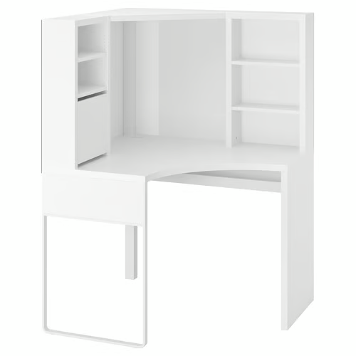 MICKE corner workstation white – IKEA L-shaped desk with shelving