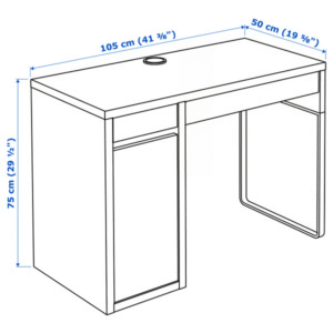 Dimensions of the IKEA MICKE red desk (105x50x75 cm) – compact and functional