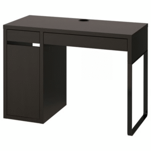 black-brown desk with drawer and cable outlet – compact student table