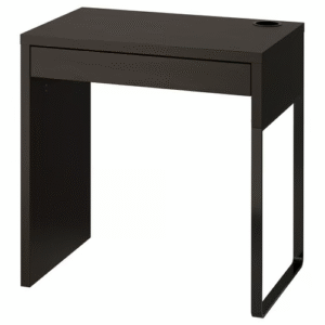 MICKE desk black-brown front view with drawer