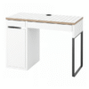 white desk ikea – compact white desk with drawer and cable outlet