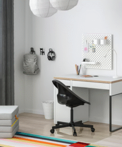 MICKE desk setup in modern teen bedroom with white and anthracite colors