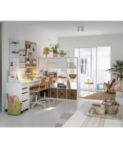 MICKE white desks in a bright home office with natural light