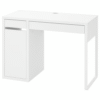compact white desk with drawer – front view