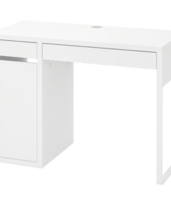 compact white desk with drawer – front view