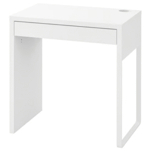 Minimalist white computer desk with drawer – MICKE series by IKEA