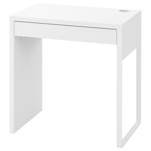 Minimalist white computer desk with drawer – MICKE series by IKEA