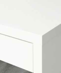 smooth white tabletop corner of MICKE desk
