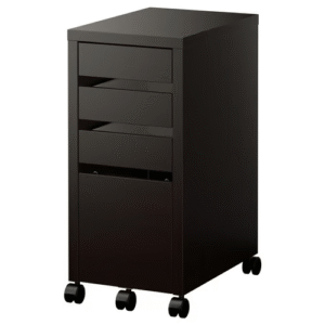 MICKE black-brown drawer unit with 4 drawers on casters