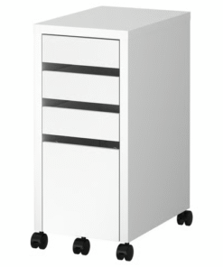 White MICKE drawer unit with drop file storage – 4 drawers on wheels