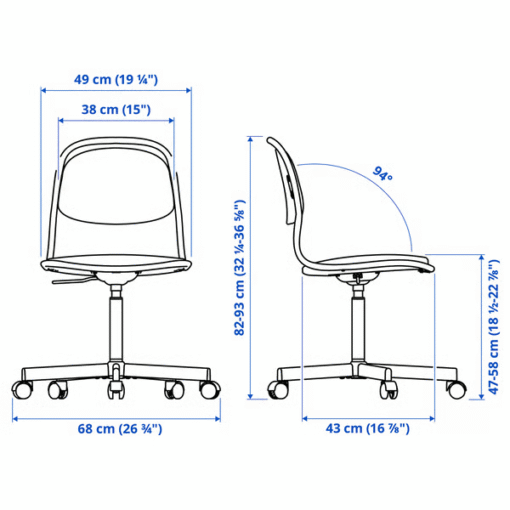 ÖRFJÄLL White and Light Gray Swivel Desk Chair – Ergonomic Office Chair with Wheels | IKEA - Image 4