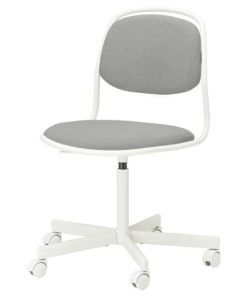 “ÖRFJÄLL white swivel chair with gray seat – front view”