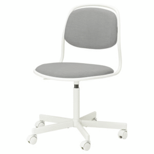 “ÖRFJÄLL white swivel chair with gray seat – front view”