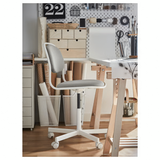 ÖRFJÄLL White and Light Gray Swivel Desk Chair – Ergonomic Office Chair with Wheels | IKEA - Image 8