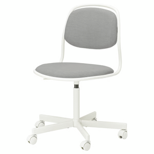 “ÖRFJÄLL white swivel chair with gray seat – front view”